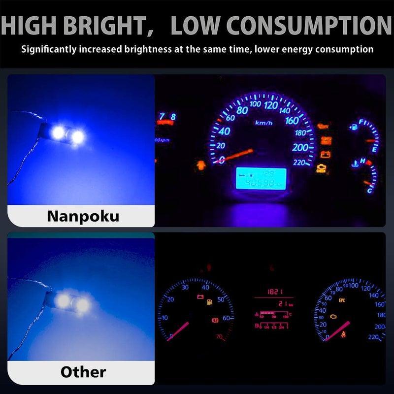 Nanpoku مصباح LED نانبوك سوبر برايت 12X T5 74 73 37 2721 لعداد لوحة القيادة (أزرق) - Image 5